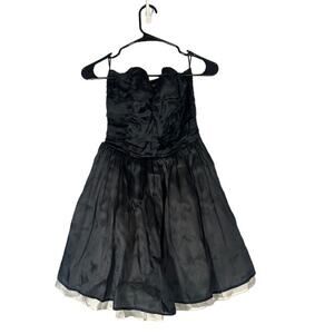 Max Mara Pianoforte Black Silk Strapless Tulle Tea Dress Women Sz IT 42 Sz US 8